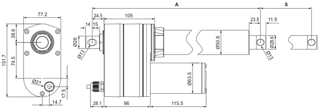 Dimensions of actuator ID10