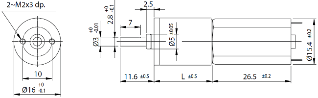 Series PG160 - Dimensions of DC motor with planetary gearbox Series PG160 - Dimensions of DC motor with planetary gearbox